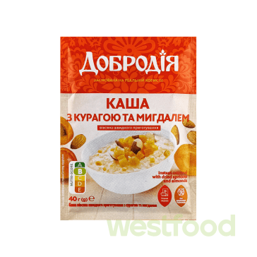 Каша вівсяна з курагом і мигдалем 40г Добродія /уп.25шт/