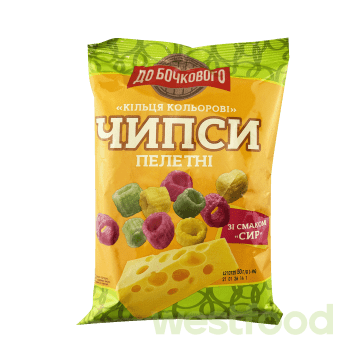 Чипси пшен.пелетні До Бочкового 50г Кільця кольорові зі см.Сиру /уп.36шт/
