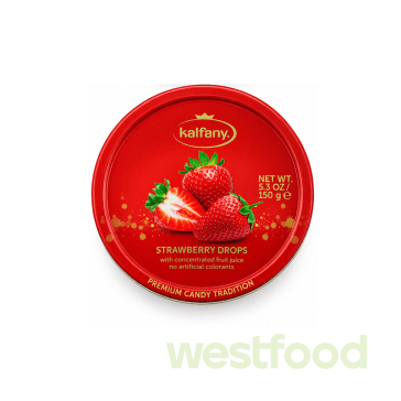 Льодяники Kalfany 150г Strawberry Candies полуниця ж/б /в уп.10шт/