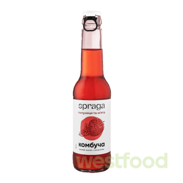 Напій Комбуча Spraga 250мл скло Полуниця-м'ята /уп.12шт/