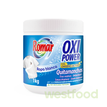 Кисневий відбілювач Romar Oxi Power 1кг для білих речей /уп.6шт/