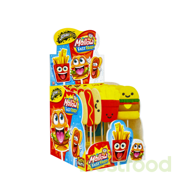 Цукерка JohnyBee Mallow FastFood на паличці 35г /уп.18шт/