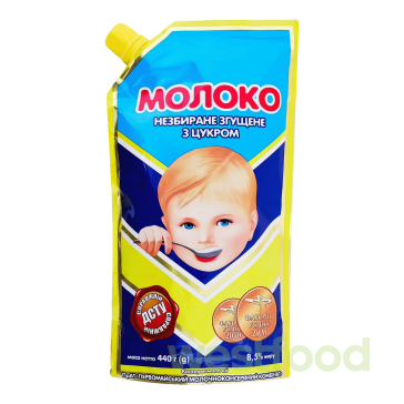 Молоко згущене з цукром 440г дой-пак ПМКК /уп.20шт/