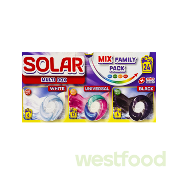 Капсули для прання Solar MULTI BOX 24шт для біл,кольор,чорн.речей