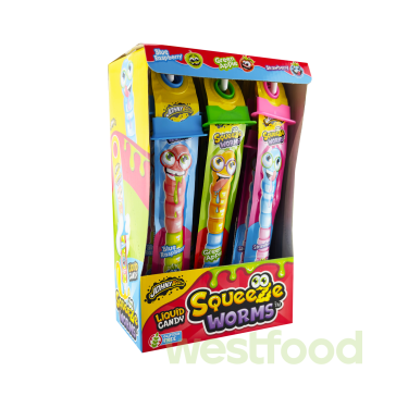 Цукерки JohnyBee Squeeze Worms 23г /уп.30шт/
