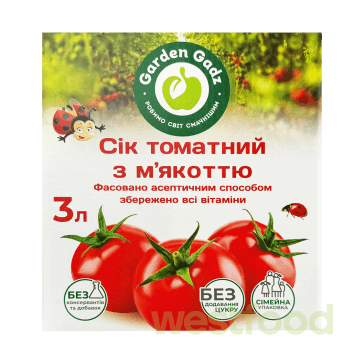 Сік Garden Gadz 3л томатний з м'якоттю /в уп.2 шт/