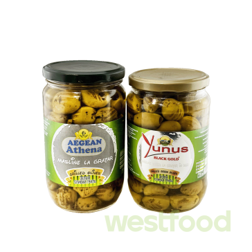 Оливки Зелені Гриль 680(400)г скло в асорт./в уп.12 шт/