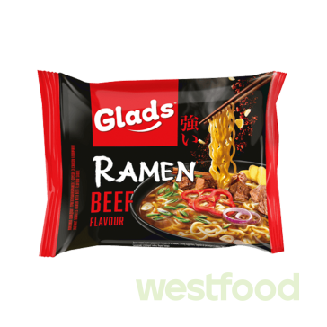 Локшина ш.п. Ramen з соусом зі см. Яловичини 105г Glads /уп.20шт/