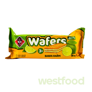 Вафлі Wafers Лайм 50г Житомирські ласощі/в уп.24шт/