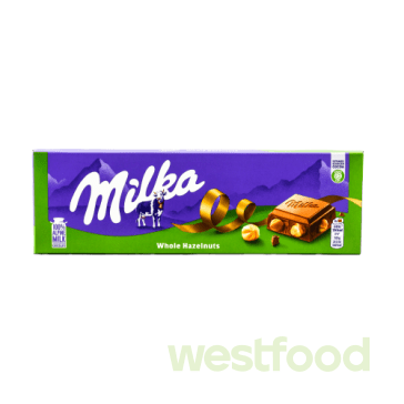 Шоколад Milka 250г Whole Hazelnuts в коробці/в уп.12шт/