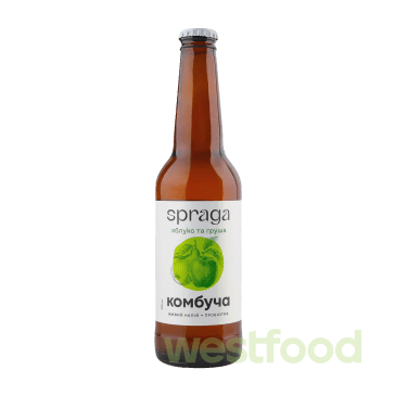 Напій Комбуча Spraga 330мл скло Яблуко та груша /уп.12шт/