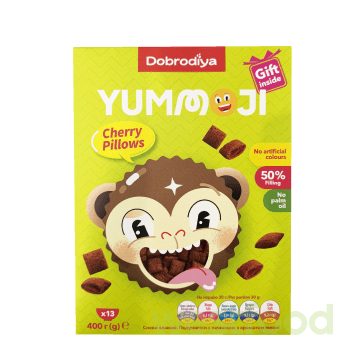 Шоколадні подушечки з вишневою начинк. 400г Yummoji /уп.10шт/