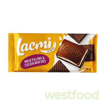 Шоколад Lacmi MilkFilling&CocoaWafers молочн.нач,вафл 90г /уп.18шт/